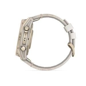 Smartwatch Garmin Fenix 8 - 43 mm, AMOLED Sapphire, Soft Gold ze skórzanym paskiem Limestone