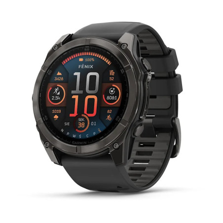 Smartwatch Garmin Fenix 8 - 51 mm, AMOLED Sapphire, Carbon grey DLC z paskiem silikonowym w kolorze czarnym
