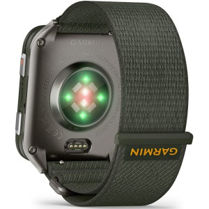 Garmin Venu X1 Moss z tytanowym deklem i nylonowym paskiem ComfortFit w kolorze Moss