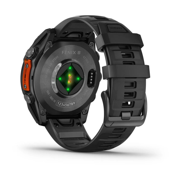 Smartwatch Garmin Fenix 8 - 51 mm, AMOLED Slate grey Czarny Silikonowy Pasek