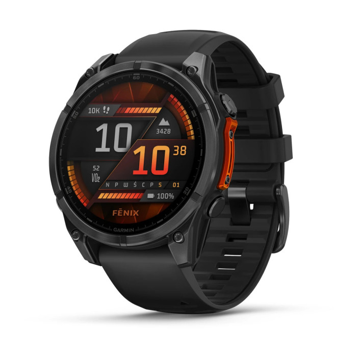 Smartwatch Garmin Fenix 8 - 51 mm, AMOLED Slate grey Czarny Silikonowy Pasek