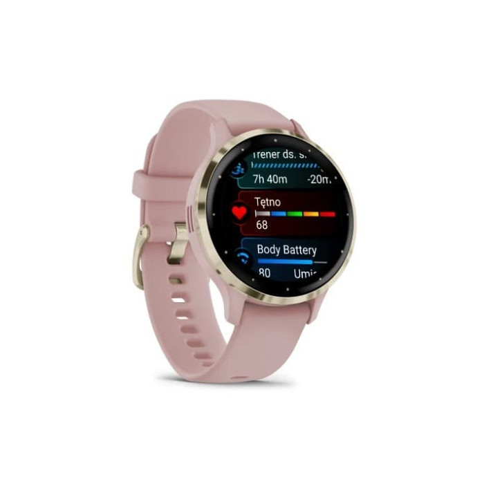 Smartwatch Garmin Venu 3s Jasnozłoty z paskiem w kolorze Dust rose