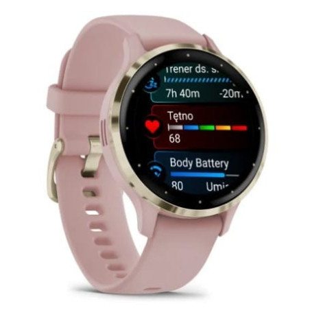Smartwatch Garmin Venu 3s Jasnozłoty z paskiem w kolorze Dust rose